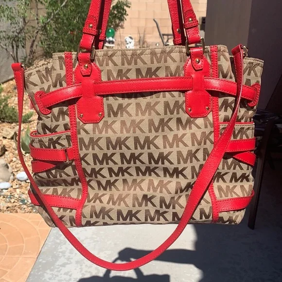 Michael Kors Red and Brown Women's Bag - Picture 10 of 14